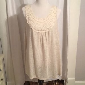 Cream tank with lace detailing
